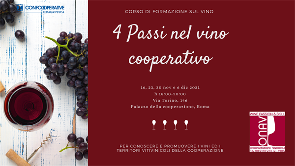 Confcooperative, al via corso sul vino cooperativo promosso da Fedagripesca e ONAV